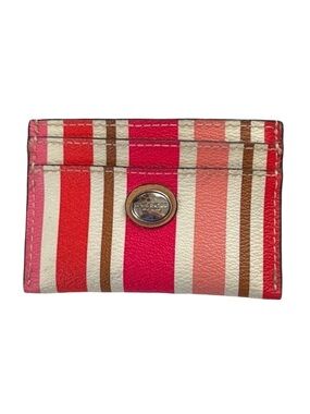 COACH Striped Leather Slim Wallet – Pink & Multi – Compact Card Holder